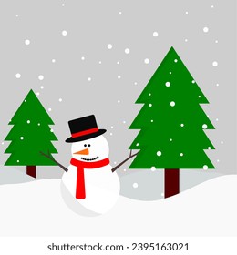 Winter Christmas Background. Vector snowman. Christmas Greeting Card.