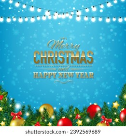 
Winter Christmas Banner And Text 
With Gradient Mesh, Vector Illustration