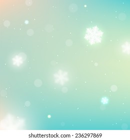 Winter Christmas blurred background with Snowflakes. Vector illustration.