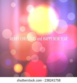 Winter Christmas Blurred Bokeh Background with Glow Snowflakes. Vector Illustration. Eps 10