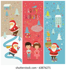 Winter Christmas cartoon banners