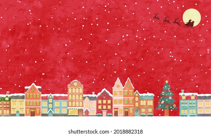 Winter Christmas cityscape vector illustration background