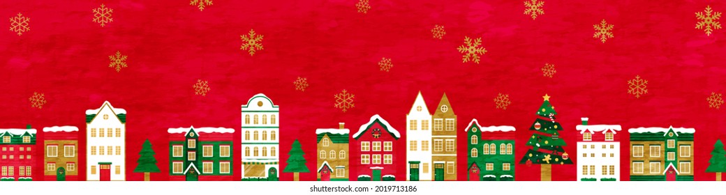 Winter Christmas cityscape vector illustration background