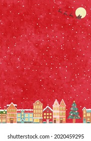 Winter Christmas cityscape vector illustration background