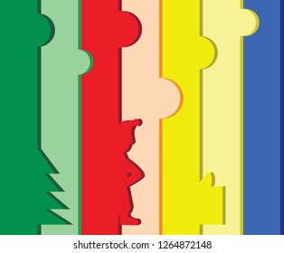 winter christmas composition in paper cut style.christmas background for covers, invitations, posters, banners, flyers, placards, Christmas cards. new year card. Vector illustration.