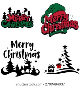 Composición de Navidades de invierno en estilo de corte de papel. Texto de Navidades alegres Ilustración vectorial de letras caligráficas.