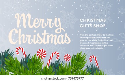 Winter Christmas concept vector flat poster design. Illustration for gift shop with place for text