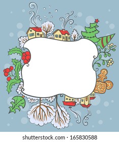 Winter Christmas cute vector frame
