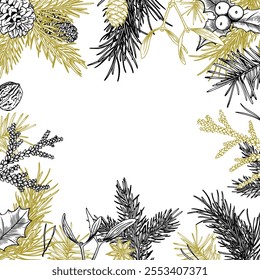 Winter Christmas decorative frame boarder