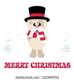winter christmas dog with scarf in hat and christmas text
