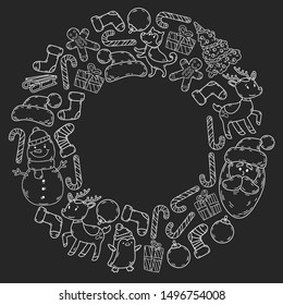 Winter christmas doodles collection. Vector.