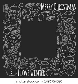 Winter christmas doodles collection. Vector.