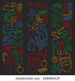 Winter christmas doodles collection. Vector.