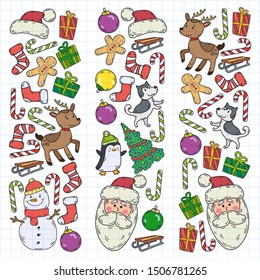 Winter christmas doodles collection. Vector.