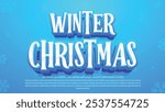 Winter christmas editable 3d text effect template use for logo and business brand