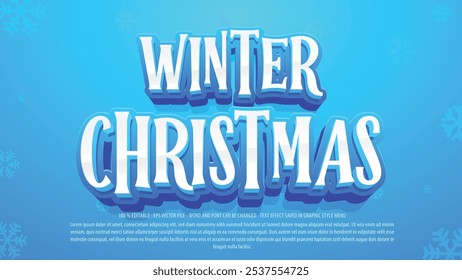 Winter christmas editable 3d text effect template use for logo and business brand