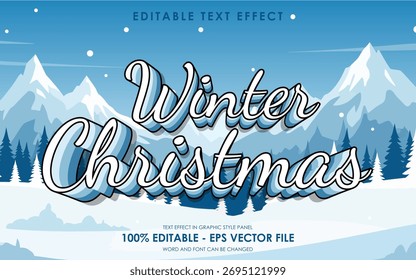 efeito de texto editável do Natal do inverno com fundo do espaço de cópia do Natal