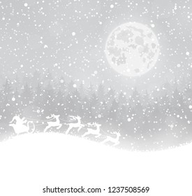 Winter christmas forest with Santa Claus rides