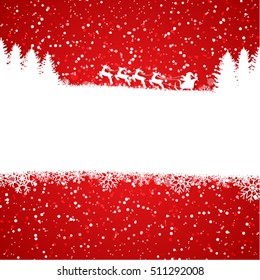 Winter christmas forest with Santa Claus rides