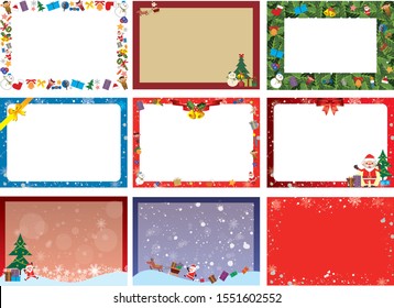 Winter christmas frame illustration set