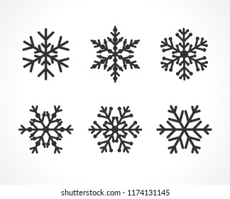 Winter christmas frost vector icon, snowflakes isolated silhouette symbol. Snowflake line art set on gray color Winter christmas frost vector icon, snowflakes isolated silhouette symbol. Snowflake line art set on gray color
