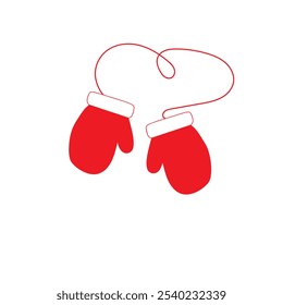 luvas de Natal de inverno em uma corda ilustração vetor bonito