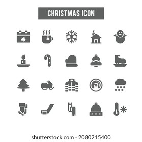 Winter Christmas Greyscale Flat Icon Winter Holiday