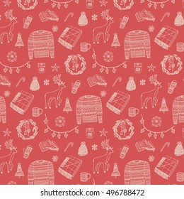 winter christmas home objects pattern