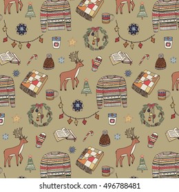 winter christmas home objects pattern
