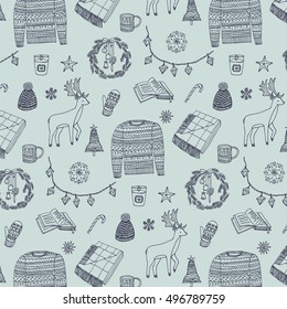 winter christmas home objects pattern