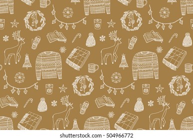 winter christmas home objects pattern