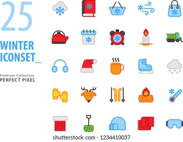 Winter and Christmas Icon Set premium collection with perfect pixel 