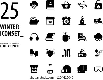 Winter and Christmas Icon Set premium collection with perfect pixel 