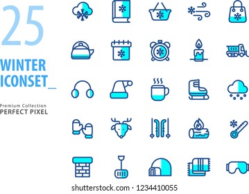 Winter and Christmas Icon Set premium collection with perfect pixel 