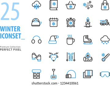 Winter and Christmas Icon Set premium collection with perfect pixel 