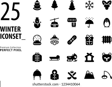Winter and Christmas Icon Set premium collection with perfect pixel 