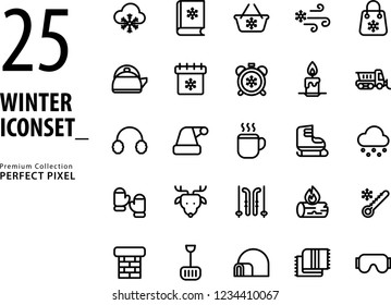 Winter and Christmas Icon Set premium collection with perfect pixel 