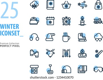 Winter and Christmas Icon Set premium collection with perfect pixel 
