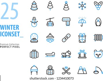 Winter and Christmas Icon Set premium collection with perfect pixel 