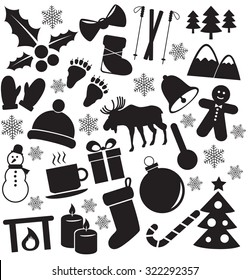 Winter, christmas icon set. Vector art.