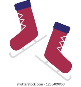 Winter christmas illustration  with skates. Vector illustration icon isolated on white background.