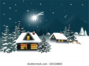 Winter Christmas landscape