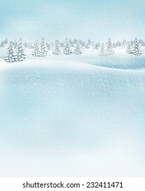 Winter christmas landscape background. Vector.