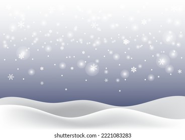 Winter Christmas landscape background with white snowfall template for banner, cover and landing page.