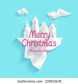 Winterweihnachtslandschaft. Flaches Design.