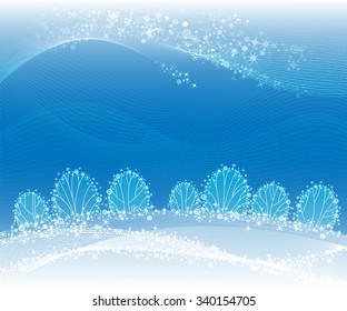 winter Christmas landscape, vector