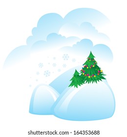 Winter Christmas Landscape. Vector Illustration