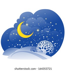 Winter Christmas Landscape. Vector Illustration