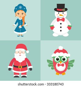 winter christmas and new year set
