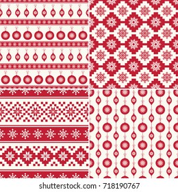 Winter, Christmas, New Year set of seamless ethnic, folk, native, tribal patterns. Perfect for sale, event banner, flyer, poster, holiday, party invitation, greeting card, gift paper, tag, wrapping 